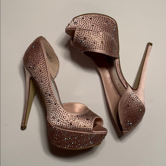 Bakers Sexy Showstoppr Satin Rhinestone Platforms - Picture 2 of 15